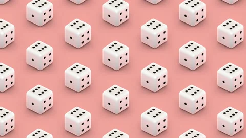 Dice isometric pattern animation on pink background, seamless looping Stock Footage 154329712
