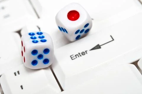 Dice on keyboard Foto stock