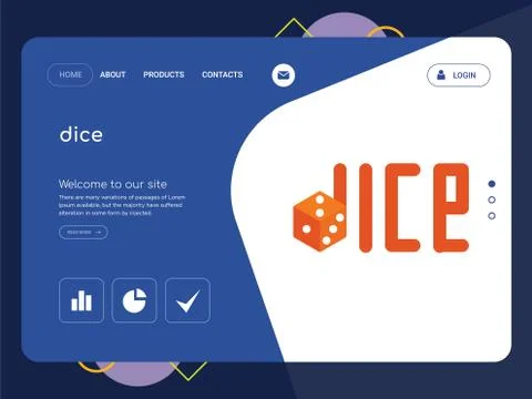 Dice Landing page website template design Free Stock Illustration
