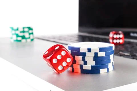 Dice on Laptop Stock Photos