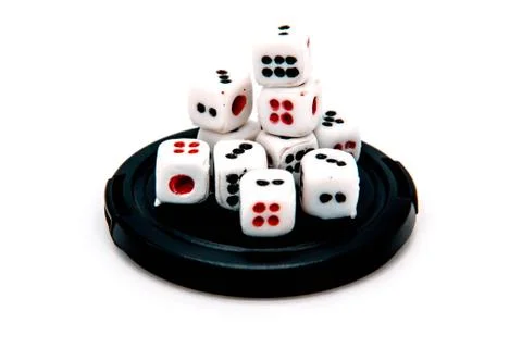 Dice lined on the white floor Stock Photos
