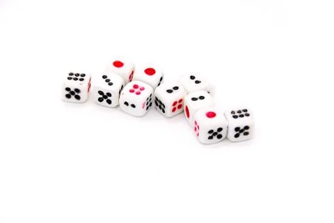 Dice lined on the white floor Stock Photos