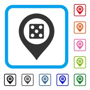 Dice Map Marker Framed Icon Illustrazione stock
