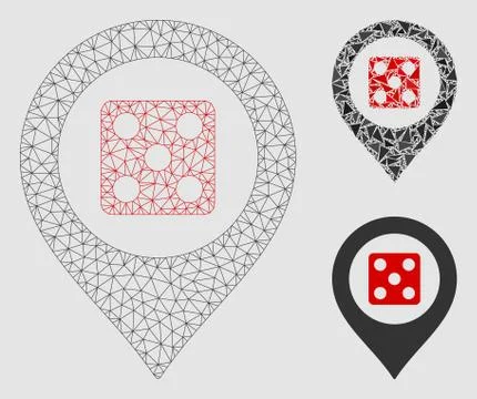 Dice Map Marker Vector Mesh Network Model and Triangle Mosaic Icon Illustrazione stock
