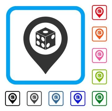 Dice Map Pointer Framed Icon Stockillustratie