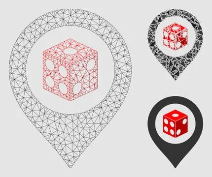 Dice Map Pointer Vector Mesh Network Model and Triangle Mosaic Icon Stock Illustration