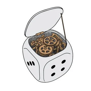 Dice with mechanism Stock Illustration