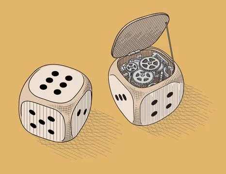 Dice with mechanism Stock Illustration