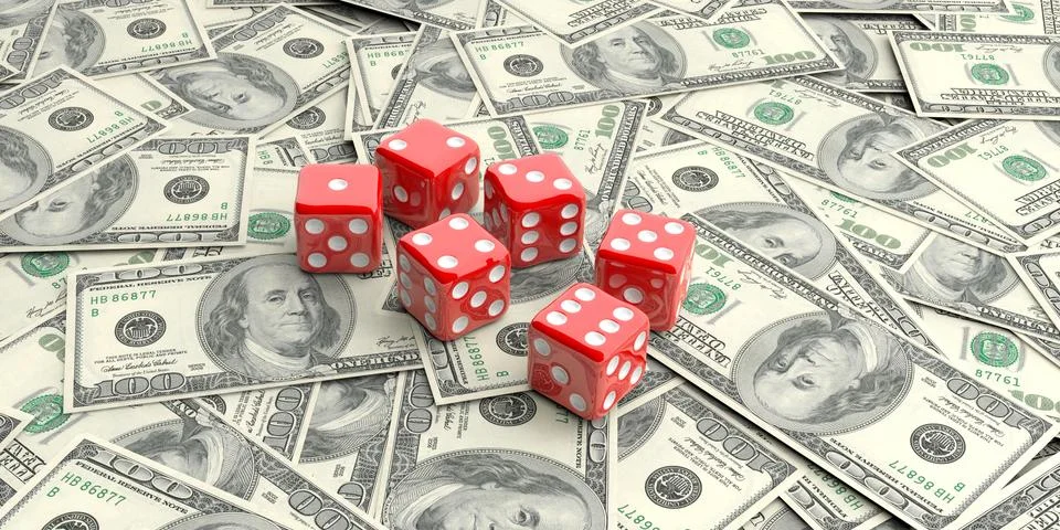 Dice Money dollar 100 stack all background Illustrazione stock