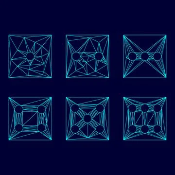 Dice nubes low poly triangulation triangulated polygonal electric cyan blue v Stock Illustration