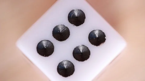 Dice number six under macro focus Vídeo Stock 98480474
