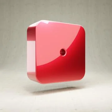 Dice One icon. Red glossy metallic Dice One symbol isolated on white concrete Ilustração Stock