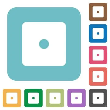 Dice one rounded square flat icons Illustrazione stock