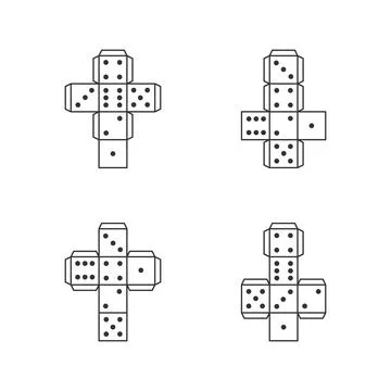 Dice outline contour black vector isolated on white background Stock Illustration