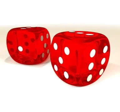 Dice pair Pair of red dice with white spots and transparent effect Copyrig... Stock Photos