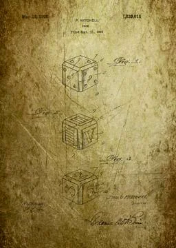 Dice patent from 1923 Illustrazione stock