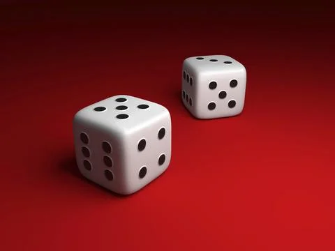Dice placed on red background. 3d render Stock Illustration