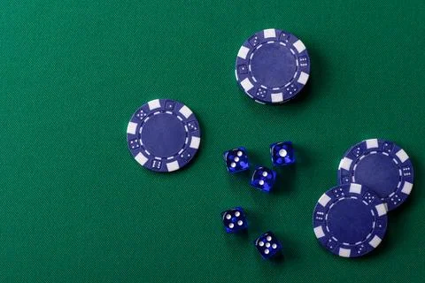 Dice poker game with chips, bets and risk in casino. Dice poker Stock Photos