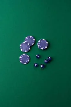 Dice poker game with chips, bets and risk in casino. Dice poker Stock Photos