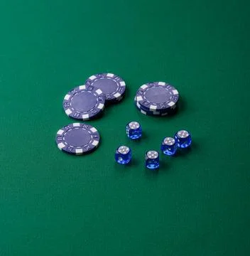 Dice poker game with chips, bets and risk in casino. Dice poker Stock Photos
