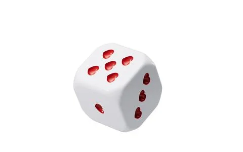 Dice with red heart-shaped dots. A symbol of risk and chance in relationshi.. Stock Illustration
