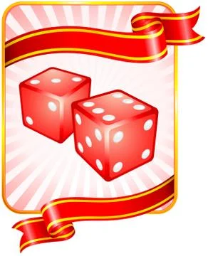Dice with Ribbon Background Stock Illustration