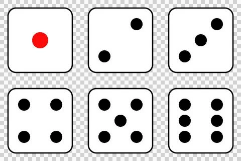 Dice roll, 6 sides set Stock Illustration