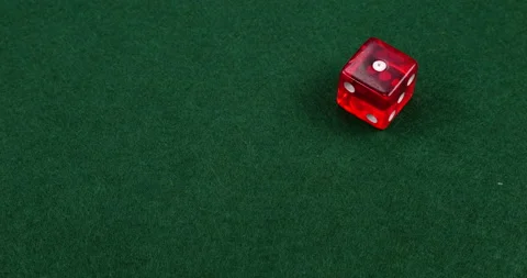 Dice Roll D6 6 Sided Transparent Red Die Green Background Rolling 1 Stock Footage 203108091