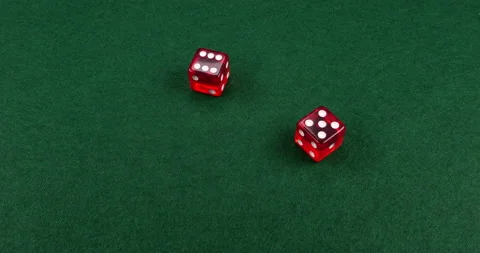 Dice Roll D6 6 Sided Transparent Red Die Green Background Rolling 6-5 Stock Footage 203110187