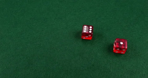 Dice Roll D6 6 Sided Transparent Red Die Green Background Rolling 6-1 Stock Footage 203114015