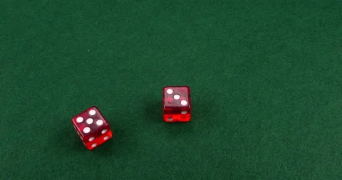 Dice Roll D6 6 Sided Transparent Red Die Green Background Rolling 5-3 Stock Footage 203118384