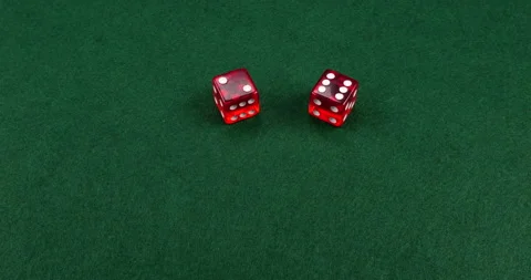 Dice Roll D6 6 Sided Transparent Red Die Green Background Rolling 2-6 Stock Footage 203126576
