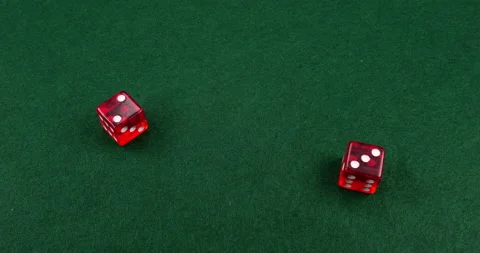 Dice Roll D6 6 Sided Transparent Red Die Green Background Rolling 2-3 Stock Footage 203129275