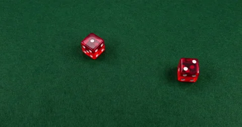 Dice Roll D6 6 Sided Transparent Red Die Green Background Rolling 1-2 Stock Footage 203134817