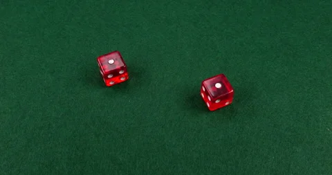 Dice Roll D6 6 Sided Transparent Red Die Green Background Rolling 1-1 Stock Footage 203142060