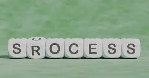 Dice rotate changing word PROCESS to word SUCCESS on background of green cloth Stock Footage 161083625