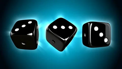 Dice rotating in blue background  Stock Footage 79774286