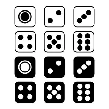 Dice with rounded corners isolated on white background. Stock Illustration