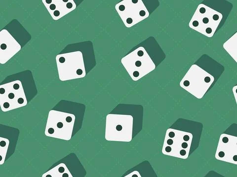 Dice seamless pattern. Dice scattered on the casino gaming table. Template de Stock Illustration