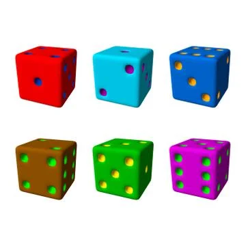 Dice set. 3d Vector colorful illustration. 库存插图