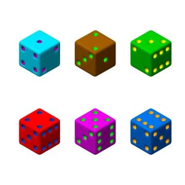Dice set. 3d Vector colorful illustration.3d isometric style. 库存插图