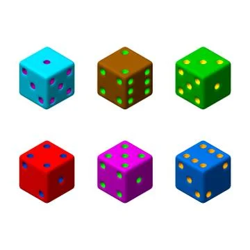 Dice set. 3d Vector colorful illustration.3d isometric style. Иллюстрация