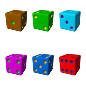 Dice set. 3d Vector colorful illustration. Stock Illustration