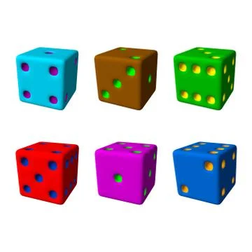 Dice set. 3d Vector colorful illustration. Stock Illustration