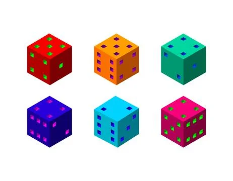 Dice set. 3d Vector colorful illustration.3d isometric style. Иллюстрация
