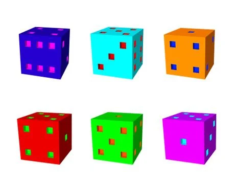 Dice set. 3d Vector colorful illustration. Stockillustratie