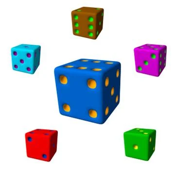 Dice set.3d Vector colorful illustration. Stock Illustration