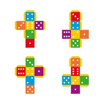 Dice simple flat colored vector isolated on white background Stock Illustration