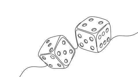 Dice single line drawing. Classic game gambling risk. Casino ads luck chance Stock-Illustration