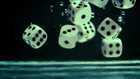 Dice Sink in Slow Motion Stock Footage 300892642